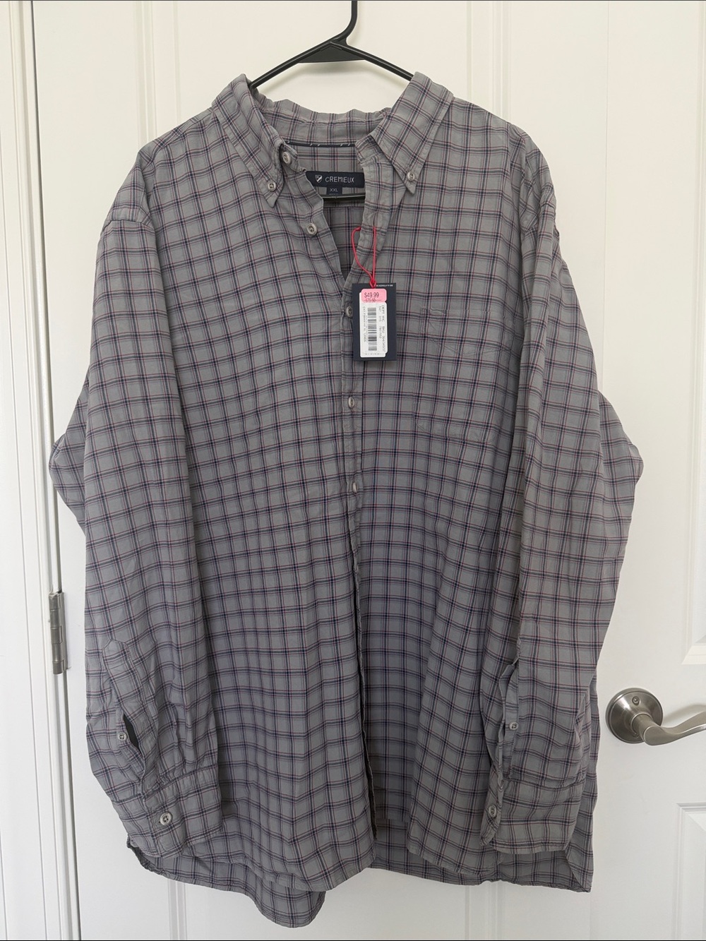 NWT Daniel Cremieux Gray and Purple Check Button-Down Shirt